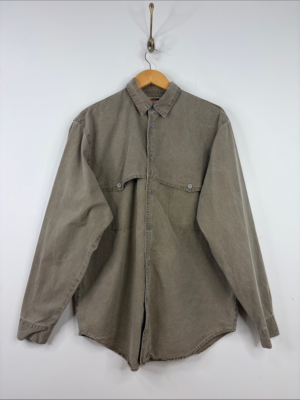 Vintage Australian Outback Shirt Mens Large Brown Cotton Long Sleeve Workwear